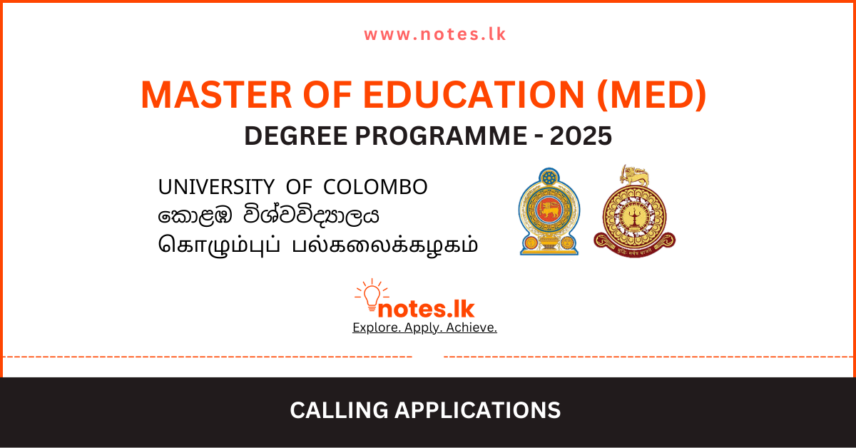 University of Colombo – Master of Education (MEd) Programme 2025