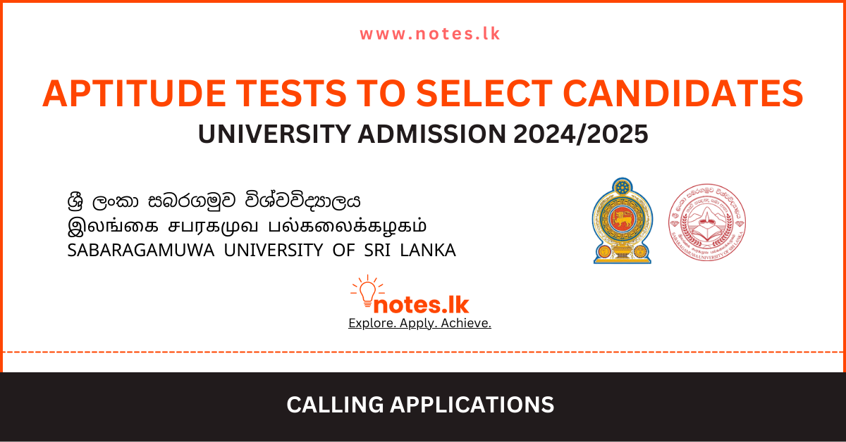 Application for Aptitude Test 2025 – Sabaragamuwa University